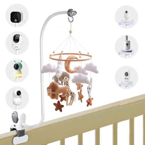 Mobile Halterung für Babybett, Multifuntional 68cm Mobile Halter Wickeltisch, Flexibel Klammernhalter für Aufhängung Windspiele/Spielzeuge, Universal Babyphone Halter, Handy Halter Babybett Zubehör