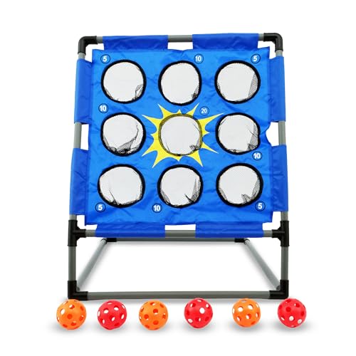 Wurfball-Spiel Set Bolimo, Wurfspiel von FASports, inkl. 6 Bälle, Ballspiel für Outdoor, Wurfspiel Indoor, Spiel Garten, Park, Camping (Upgrade Version dunkelblau)