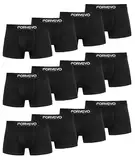 FORVEVO Boxershorts Herren Baumwolle Unterhosen Männer Unterwäsche Retroshorts 12er Pack - Atmungsaktive, Gummibund (12x Schwarz, L)