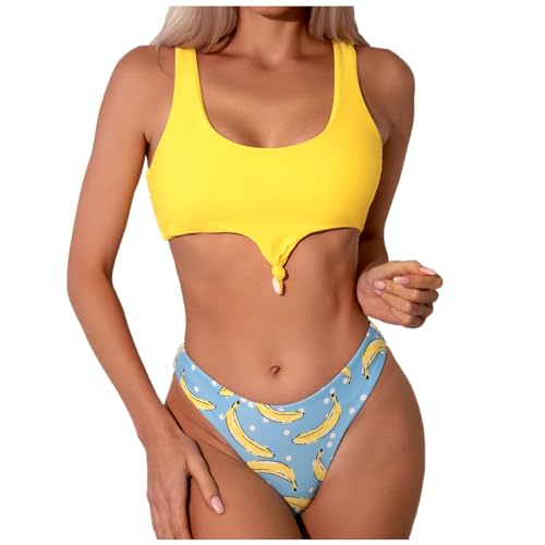 Generisch Bikini Bügel sexy gepolstertes Bralette-Bikini-Set Sommerschlussverkauf (Yellow, S)