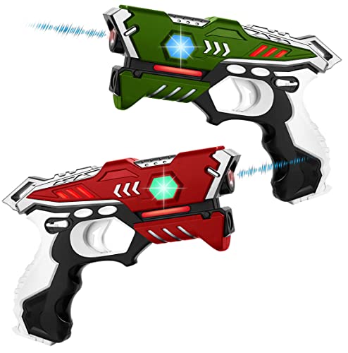 KidsTag Laser Tag Set: 2 Laserpistolen - Lasertag Spiel Set (Rot und Grün) für Kinder Ab 6 Jahren