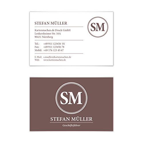 500 x Visitenkarten individuell Business Karten 300g/qm 85 x 55 mm - Kaffee