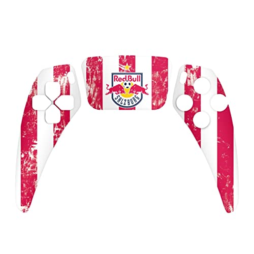 Skin kompatibel mit Sony Playstation 5 PS5 Controller Folie Sticker FC Red Bull Salzburg Streifen Offizielles Lizenzprodukt