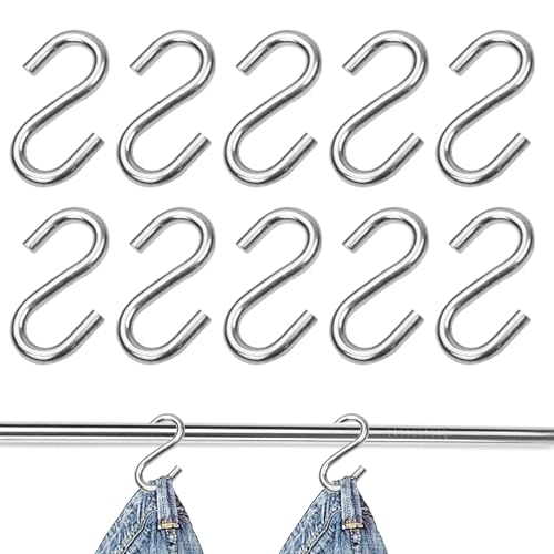 10 Stück S Haken Klein,Metal S-Haken,Verzinktes Eisen S Haken,Mini S Hacken,Multifunktional S Hooks,Haltbarkeit S-Haken Klein,Silber S Hook,für Küche, Garten, Schlafzimmer und Büro
