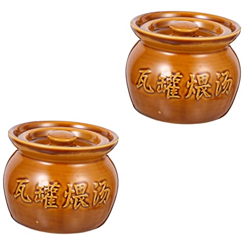 HOLIDYOYO 2St Topf Servierschalen mit Deckel Suppenrestaurant Glas Schüssel mit Deckel inländisch Kochschalen für den einzug kitchen accessories cooker Suppenschüssel Keramikschale