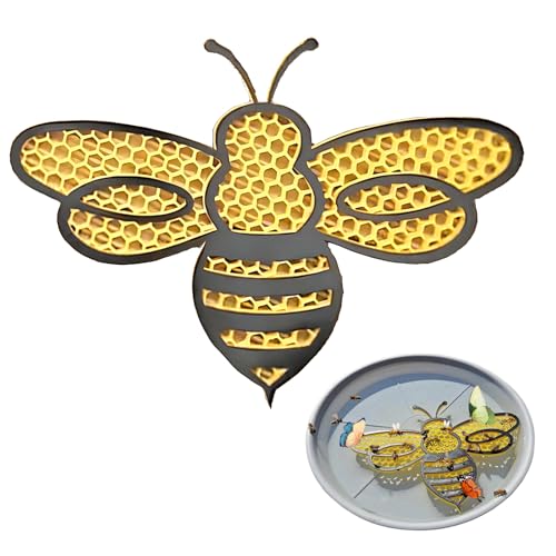 ARTGUTS Schwimmende Bienentränke,Traumhafte Schwimmende Bienen Insel,3D Gedruckte Schwimmende Bienentränke,Bienenförmige Schwimmende Bestäuberinsel,zum Füttern Biene Wasserschalen