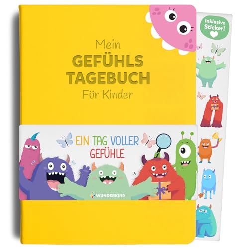 Wunderkind Gefühlstagebuch Kinder 6-12 Jahre | Tagebuch Mädchen und Jungs | Gefühle Buch Kinder | Für ein gutes Gefühl | Dankbarkeitstagebuch für Kinder (inklusive 15 Spiele, Sticker & Hörbuch)