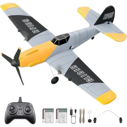 HAWK'S WORK 3-Kanal-RC-Flugzeug BF-109, Ferngesteuertes Flugzeug, flugbereit, 2.4GHz 6-Achsen Gyro Stabilisator, Einfach zu fliegen für Kinder und Anfänger