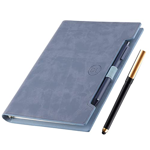 Klassisches Leder-Notizbuch, nachfüllbares Notizbuch mit linierten Seiten, persönliches Tagebuch,Geschenke, A5-Business-Tagebuch mit Taschen/Stifthalter,100 g/m² liniertes Papier,160 Seiten (blau)
