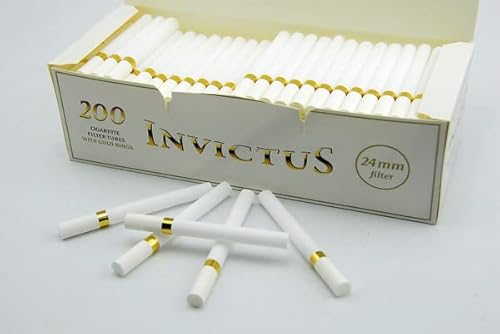 Invictus White Cigarette Tubes (24mm Filter Length) 1200 Tubes (6 Packs x 200 Tubes) (6 in 1)