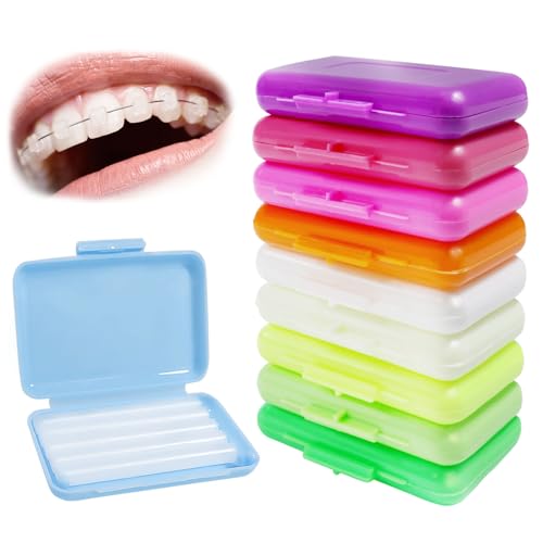 Sularpek 10 Stück/50 Streifen Kieferorthopädisches Wachs für Zahnspangen,Zahnspangen Wachs,Kieferorthopädisches Wachs,Dentalwachs für Zahnspangen,Zahnspangenwachs zur Linderung von Reizungen Schmerzen
