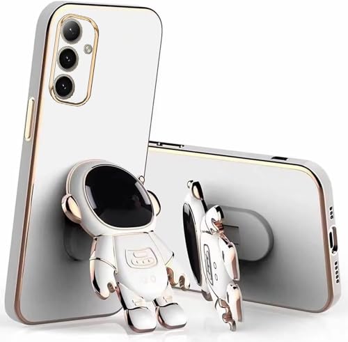 Miagon Kreativ Astronaut Ständer Hülle für Samsung Galaxy A35 5G,Cute Mädchen Dünn Galvanisierte Schutzhülle Weiches Case Bumper mit Astronaut Halter Kickständer