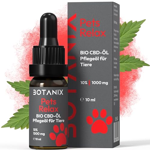 BOTANIX® 10% Bio CBD Öl für Hunde & Katzen 1000mg CBD - Bio Hanföltropfen für Hunde & Katzen - Deutsches Premiumprodukt - Cannabis Öl - CBD Öl 10 Prozent - 10ml - 250 CBD Tropfen