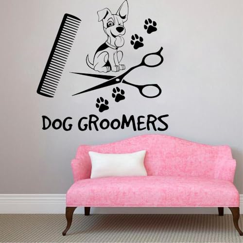 Großer Hundepflege-Wandaufkleber, Haustierladen, Welpen, Haustier, Hund, Friseursalon, Wand-/Fensteraufkleber, Vinyl, 40 x 40 cm
