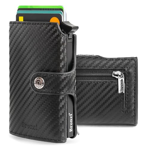 Bronzi® Geldbörse Herren | Geldbeutel Herren | Slim Wallet | Wallets for Men | Smart Wallet | RFID-Schutz mit Geldbörse | Geschenkbox - Italienische Marke (Kohlenstoff)