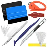 FAELNK 8 Stück Rakel Set für Tönungsfolie Auto Folierung Set Rakel Set für Folierung 2 Filzrakel Rakel Präzisionsmesser Cutter Messer mit 10 Klingen Car Wrapping Folie