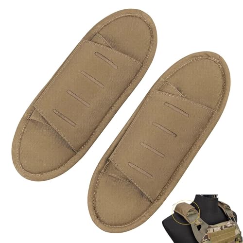 Voarge 2er-Set Schulterpolster, Airsoft-Ausrüstung Schulterholster,Nylon-Ersatzschulterpolster für Reisetasche,Rucksack,Gurte(Kaki)