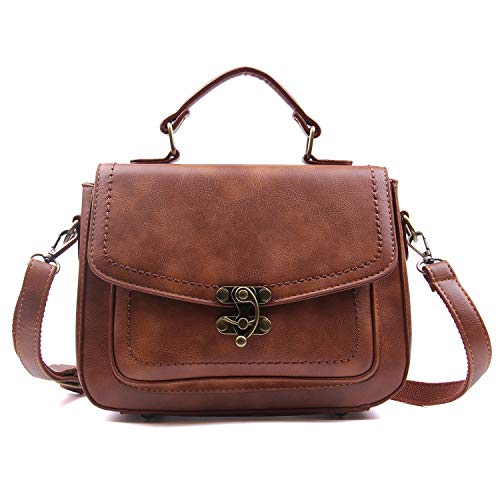 EVEOUT Casual Vegan Leder Umhängetasche für Frauen, Retro Damen Designer Kleine Mini-Einkaufstasche Handtasche Klassiker Top Griff Taschen Stilvolle Messenger Satchel Handtasche Tasche für Mädchen