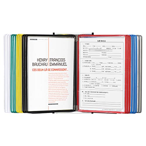 MOKLYF Desktop-Referenzsystem mit 20 Anzeigetaschen, wandmontierter Flip-File-Halter, Schreibtisch-Referenz-Organizer für A4-Dokumentreferenz und -speicherung(A
