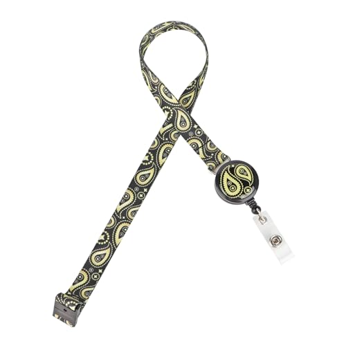 LGEGE Versenkbare Ausweisrolle und Lanyard-Kombination - abbrechbares Sicherheitsdesign, Bandanna-Muster, ID-Ausweis/USB/Zugangskarte/Schlüsselanhänger (47cm)