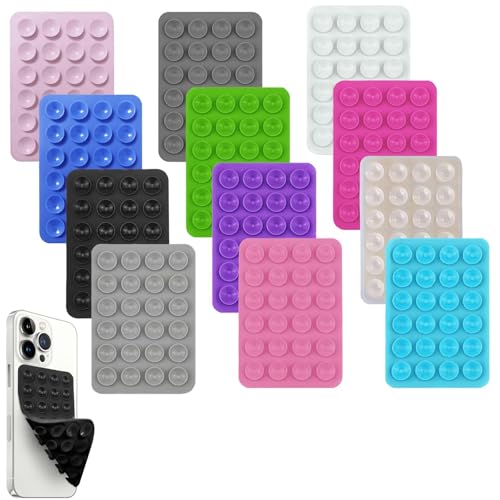 12 Stück Saugnapf Handyhülle, Handy Saugnapf Halterung, Octobuddy Saugnapf Telefonhalter, Handyhalterung Saugnapf Einfach Zu Bedienen, Handy Kleber Rückseite Saugnapf Geeignet Für Selfies Videos Usw