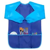 Voarge Malschürze, Nylon, wasserdicht, Malschürze mit Ärmeln für Kinder von 7 bis 12 Jahren, Nylon, blau, L (Blau)…