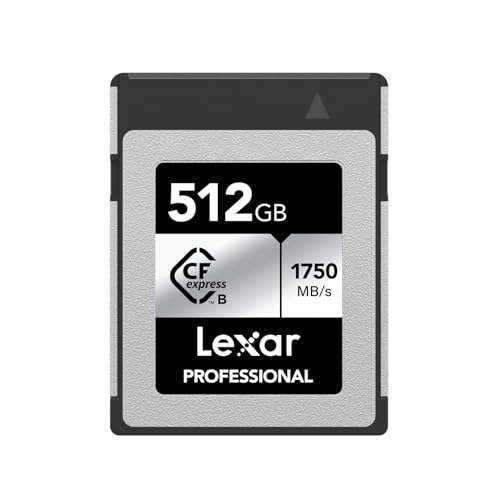 Lexar Professional SILVER Series 512GB CFexpress Karte, Typ B CFe Karte, bis zu 1750MB/s Lesegeschwindigkeit, CF Karte mit PCIe Gen3x2, kompatibel mit DSLR, rückwärts mit XQD Kamera(LCXEXSL512G-RNENG)