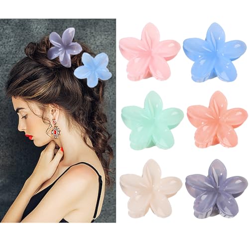 6 Stück Blumen Haarspangen, Flower Hair Claw Clips, Große Blumenförmige Krallenklammern, Rutschfest Blumen Haarklammern Große Klauen Haarspangen für Frauen dick/dünn Haar (B)