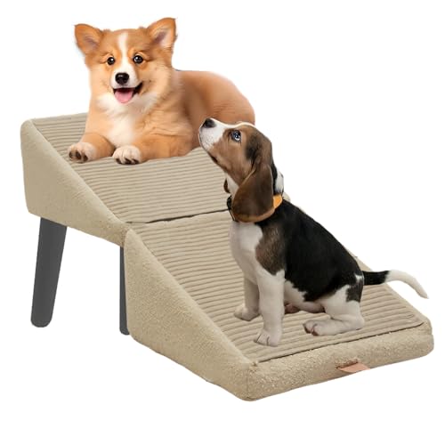Faltbare Hunderampe für Sofa, 2 Stufen Hundetreppe Bett, Rampe Hund Klappbar, Hundetreppe Auto, rutschfeste Hunderampe, Tragbare Katzentreppe, Haustiertreppe für Bett Sofa Auto
