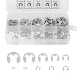 120 Stück Sicherungsring Sprengring Set, E-Clips Sicherungsringe Sortiment 10 Verschiedene Größen mit Aufbewahrungsbox, Sicherungsscheiben für Wellennut Maschine Automotive Anwendung(Silber)