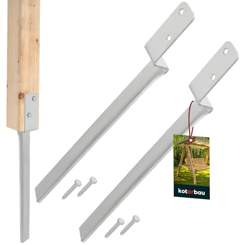 KOTARBAU® 2er Set Einschlaghülse Schaukel Bodenhülse L-Form 50 cm aus feuerverzinkt Stahl Pfostenträger zum Einschlagen Erdanker Bodenanker für Holzpfosten Einschlagbodenhülse Bodenanker für Schaukel