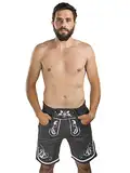 Herren Trachten Jogging Lederhose kurz - Jogginghose Sporthose Bestickt - Trachtenhose - Fitness Trachtenlederhose Adam (L, Dunkelgrau)