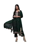 Nitimatta Kurti Set für Frauen mit Dupatta indischen Stil Partykleidung Kurta mit Hose Set, Dunkelgrün / Gold, S