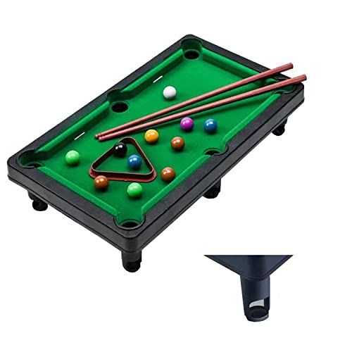 Mini Pool Billardtisch Pooltisch Spiel,Billardtisch Pooltisch Set mit 11 Bällen, 2 Queues und 1 Dreieck,Tragbarer Stressabbau-Tisch-Snooker-Spiel-Set für Kinder und Erwachsene