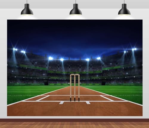 CORFOTO 2,1 x 1,5 m Sportstadion-Hintergrund, Cricketfeld, Sportstadion, Sportlichter, Hintergrund für Cricket-Thema, Geburtstagsparty, Dekorationen, Ballthema, Banner, Erwachsene,