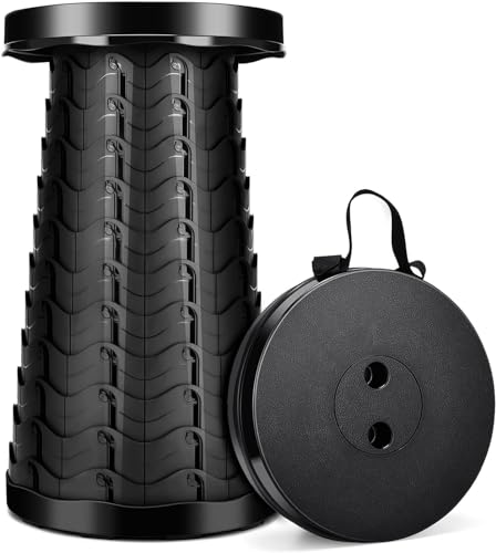 Klein Klapphocker Höhenverstellbar für Camping - Tragbarer Falthocker Outdoor Angeln BBQ Drinnen Küche - Teleskophocker Belastbar 180 kg