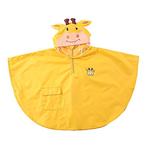 mama stadt Kinder Regenponcho Unisex Regencape Mädchen Jungen 100% Regensichere Regen Poncho Regenmantel Regenjacke Kinder Wasserdicht Atmungsaktiv, Gelbes Kalb/M (2-4 Jahre)