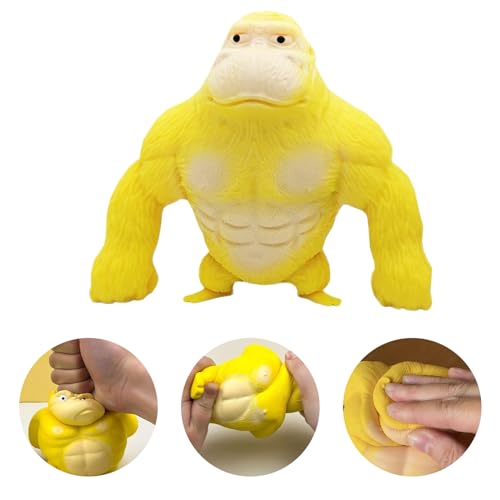 DGUSO Gorilla Stressabbau Spielzeug 1 Stück Reizbarkeits Gorilla Spielzeug(13*11cm) Latex Monkey Gorilla Toys,Gelb Gorilla-Figur zum Stressabbau ,Gelb,Stress Abbauen für Kinder Erwachsene