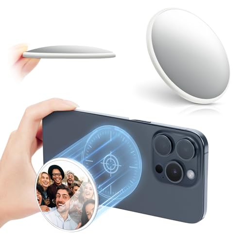 Konvexer Spiegel Magnetspiegel, Kompatibel mit Magsafe-Produkten, φ56 mm, nur 5 mm Dick, Schlankes und Leichtes Design für Vlogging, Live-Streaming und Fotoshootings, Weißer Handy Selfie Spiegel