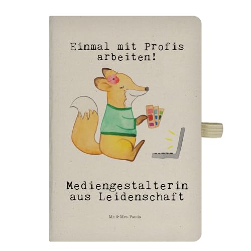 Mr. & Mrs. Panda DIN A5 Baumwoll Notizbuch Mediengestalterin Leidenschaft - Geschenk, Schenken, Firma, Kladde, Mitarbeiter, Grafikdesignerin,