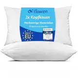 Kissen für Bett 40x80 cm Kopfkissen 2er Set Innenkissen Hypoallergene Anti-Milben Weiche Kissenfüllung mit Weicher Gesteppter Kopfkissenbezug Abnehmbarem und Waschbaren Schlafkissen für Haus/Hotel