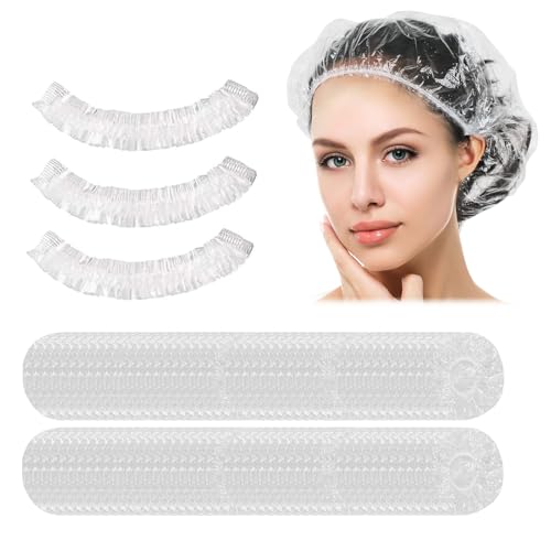 Duschhaube, 50 Stücke Einweg Duschkappe, Duschhaube Damen, Durchsichtige Elastische Duschhauben, Wasserdichte Haarduschhaube, Haarhaube für Zuhause Hotel Reise Salon Spa Dusche