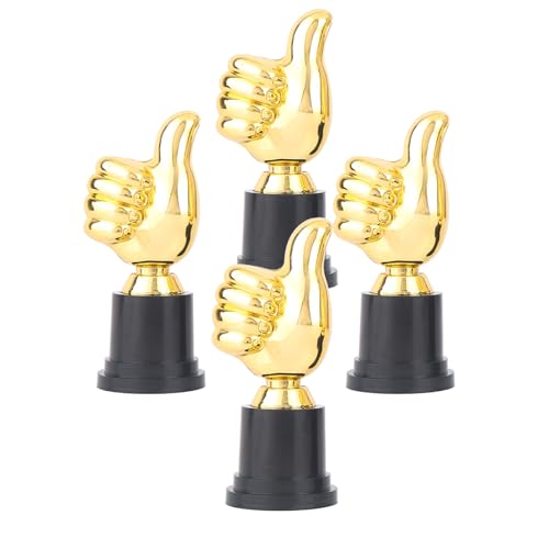 Eterspr 4 Stück Goldene Plastiktrophäe,Daumen Hoch Trophäe, Können als Raumdekoration oder Party Souvenir Verwendet Werden