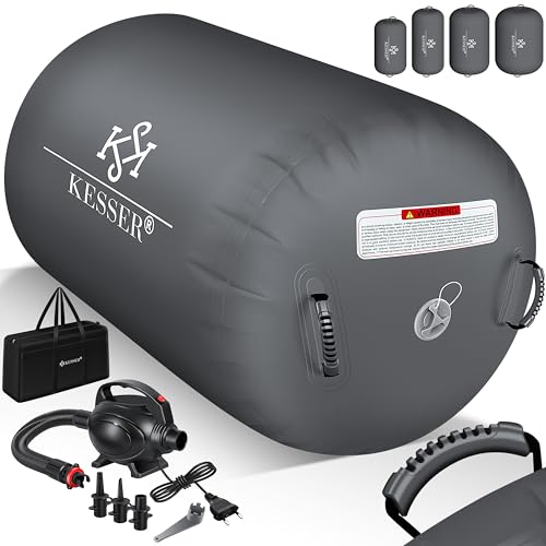 KESSER® Aufblasbare Airtrack | inkl. Tragetasche & elektr. Luftpumpe | Barrel Tumbling, Yoga, Fitnessmatte, Trainingshilfe, Turnmatte, Balance Trainer, Sportmatte, Gymnastikmatte, Workout