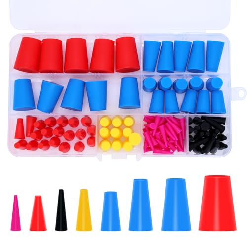 AIMEKE 110 Stück Gummistopfen Konisch, Silikon Gummi Sortiment Set, Vollgummi Stopfen, Silikonstopfen Kegellochstopfen zum Abkleben von Löchern Während der Pulverbeschichtung