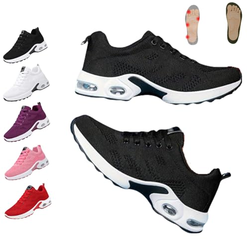 Ergonomische Schmerzlinderungs-Schuhe, Schuhe Damen, Orthopädische Turnschuh Damen, Geeignet Zum Bergsteigen Und Reisen (Schwarz,39)