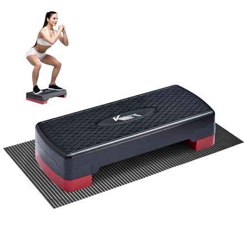 KM-Fit Fitness Stepper | Steppbrett Aerobic Stepper für zuhause | Step-Bench 2-Fach höhenverstellbar | Belastbarkeit bis 200 kg | Gymnastik Home-Stepper mit Anti-Rutsch-Matte | Aerobic Steppbank