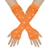 JSGHGDF Fischnetz-Handschuhe, Nachtclub, Tanzhandschuhe, Partyzubehör, Halbfinger-Netzhandschuhe, hohles Handgelenk, Orange, M