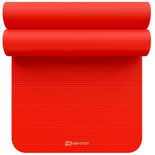 Hop-Sport Gymnastikmatte 190 x 80 cm x 1,5 cm, Sportmatte - gelenkschonend & rutschfest, Fitnessmatte aus NBR-Schaumstoff + Tragegurt- RED MOON