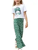 PATPAT Kleinkind Mädchen Süße Unicore Outfit Hyper-taktile Anzug Floral Print Bell Bottoms Mädchen Geburtstag Outfit Mädchen ausgestellte Hosen Frühling Sets